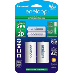 BATERIAS RECARGABLES ENELOOP AA + ADAPTADOR "D"